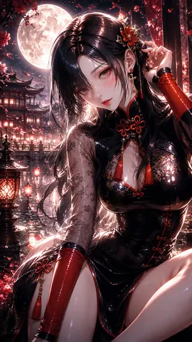 月夜の紅蓮庭園、花舞う麗人 thumbnail