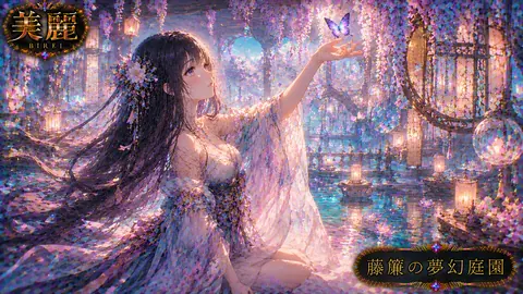 幻想の藤簾庭園と舞う蝶 thumbnail