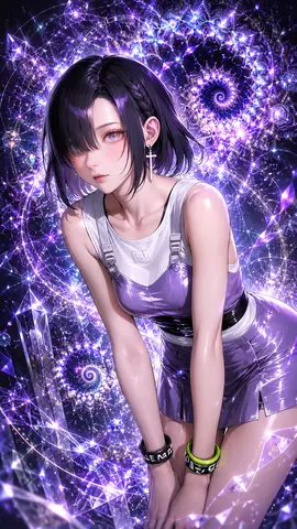 紫のフラクタル宇宙と輝く少女 thumbnail