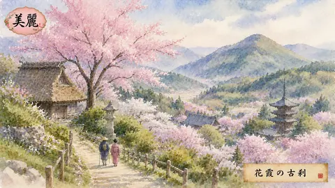 桜霞に佇む山寺の春 thumbnail