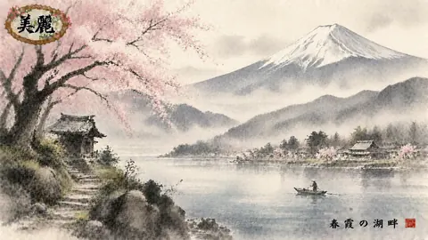 桜舞う春霞の湖畔 thumbnail