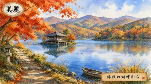 錦秋の湖畔と湖上の茶亭 thumbnail