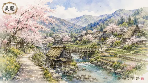 桜咲く里の水車村 thumbnail