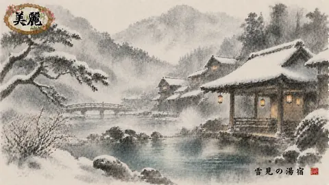 雪見の湯宿と雪景色 thumbnail