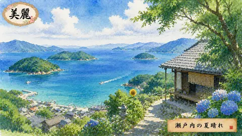 瀬戸内の夏晴れ、水彩の絶景 thumbnail