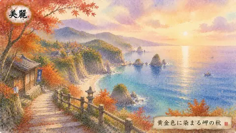 黄金色に染まる岬の秋 thumbnail