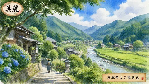 夏風そよぐ山里の風景 thumbnail