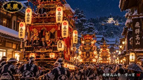 雪夜に輝く飛驒高山祭 thumbnail
