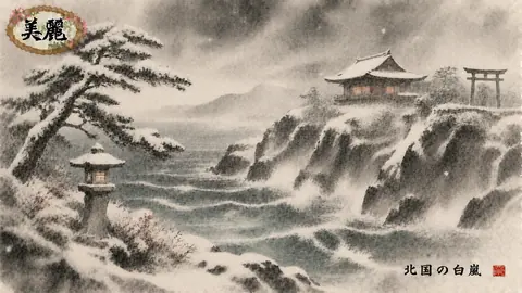 雪嵐の海辺と灯火の寺 thumbnail