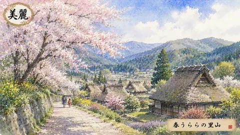 桜咲く里山の春景色 thumbnail