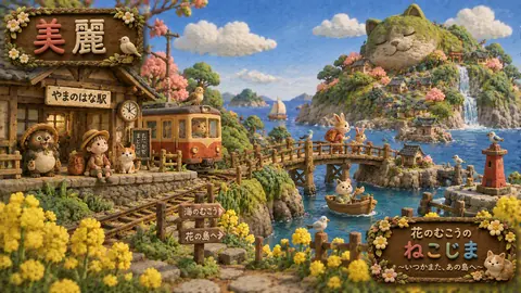 粘土の猫島と海辺の小さな駅 thumbnail