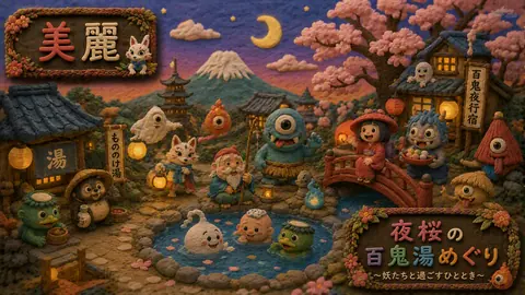 粘土細工の妖怪村、夜桜温泉祭り thumbnail