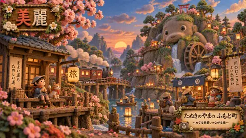 たぬき山のふもと町、夕暮れの旅 thumbnail