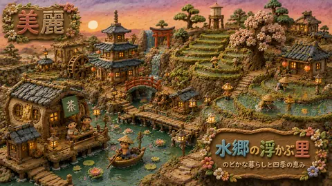 粘土細工の水郷浮遊村と棚田 thumbnail