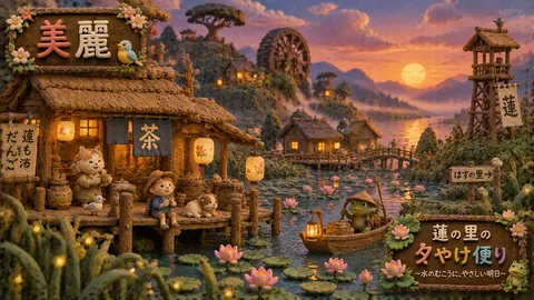 粘土風「蓮の里」夕景物語 thumbnail