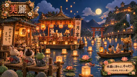 水面に浮かぶ千の灯り祭り thumbnail