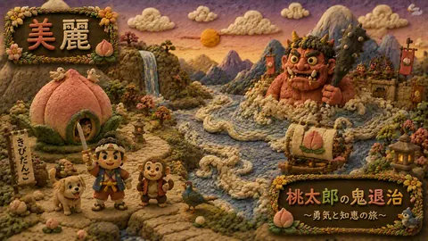 粘土細工の桃太郎鬼退治絵巻 thumbnail