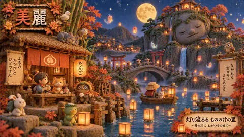 月夜の灯り流れるもののけ祭り thumbnail
