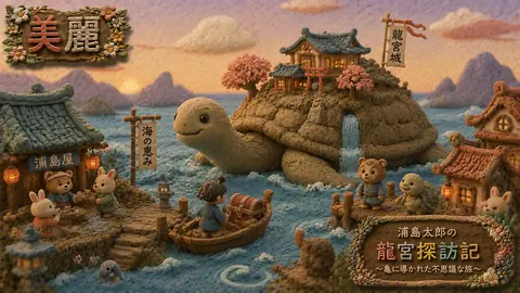 粘土細工の竜宮城と亀の島 thumbnail