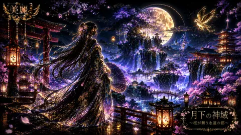 月下の神域、桜舞う天空の都 thumbnail