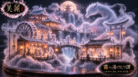 霧に浮かぶ狐火温泉街 thumbnail