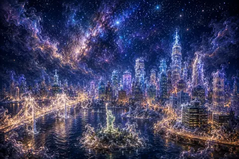都会の夜景と満天の星空ミスト thumbnail