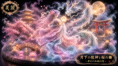 月下の龍神と桜の舞 thumbnail
