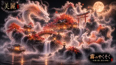 霧に浮かぶ紅葉の神域 thumbnail