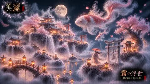 霧の浮世、灯籠と koi の夜空村 thumbnail