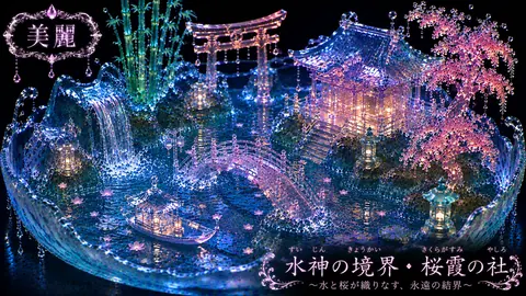 水と桜が輝く幻想の社 thumbnail