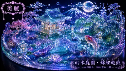 幻水庭園と跳ねる錦鯉 thumbnail