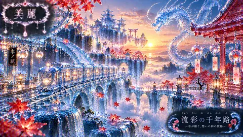水晶水景の幻想列車と龍 thumbnail