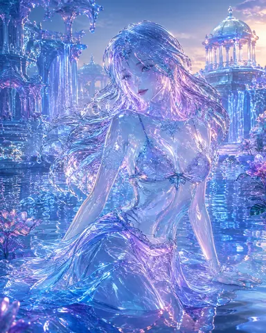 美しい女性、背景ジオラマ thumbnail
