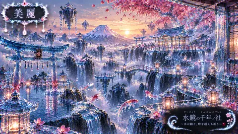 水鏡に浮かぶ千年の桜神社 thumbnail