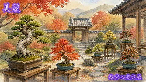 秋彩に包まれた盆栽庭園3 thumbnail
