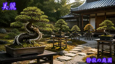 静寂に包まれた盆栽の庭園 thumbnail