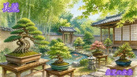 盛夏の美麗な盆景庭園 thumbnail