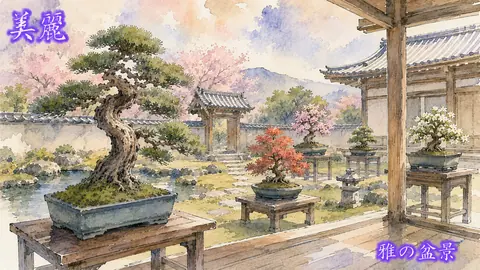 春霞に映える雅の盆景庭園 thumbnail