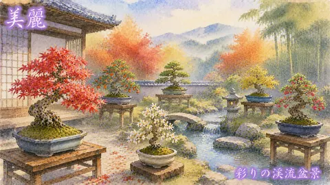 秋彩の盆栽渓流庭園 thumbnail