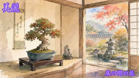 床の間から望む秋の庭 thumbnail