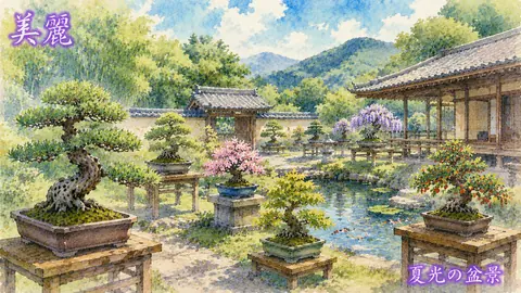 夏光に彩られた盆栽庭園 thumbnail