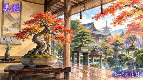 錦秋の庭園と盆栽寺院 thumbnail
