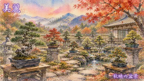 秋彩に包まれた盆栽庭園 thumbnail