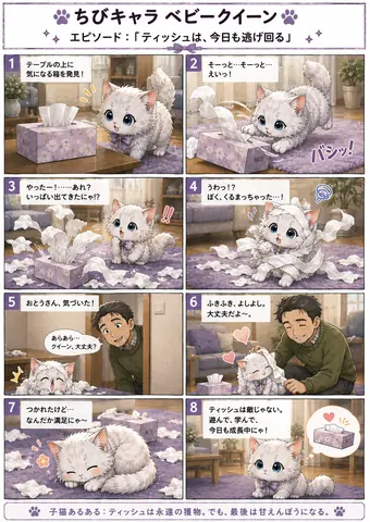 ティッシュは、今日も逃げ回る thumbnail