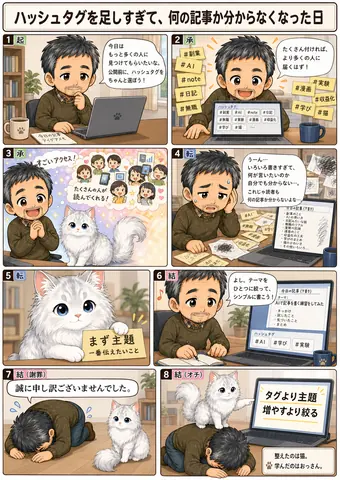ハッシュタグを足しすぎて、何の記事かわからなくなった日 thumbnail