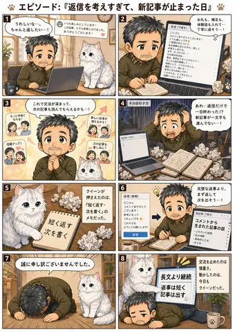 返信を考えすぎて、新記事が止まった日 thumbnail