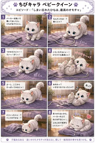 子猫とひも遊びの癒やし漫画 thumbnail