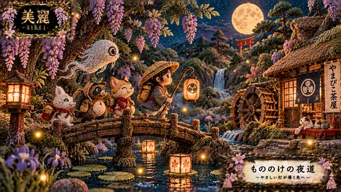 刺繍で描くもののけ夜道 thumbnail
