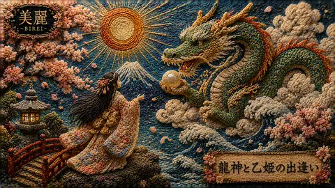 刺繍で描く龍神と乙姫の出逢い thumbnail