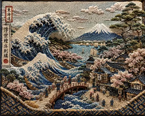 浮世絵ジオラマ刺繍 thumbnail